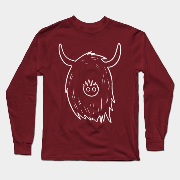 Highland Cow doodle Long Sleeve T-Shirt by Sketchy